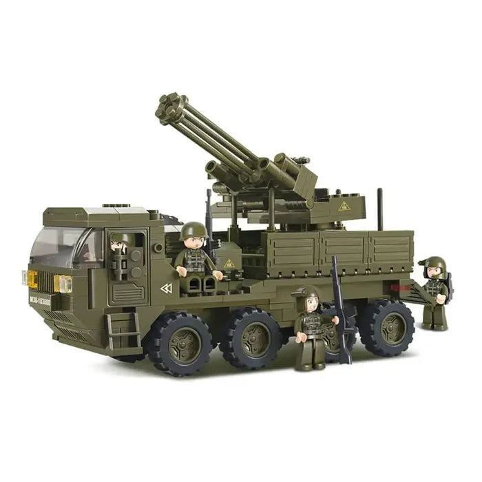 Sluban Heavy Truck Kit M38-B0302 military-style construction set with rotating cannon and soldier figurines.  from  John Bull Clothing