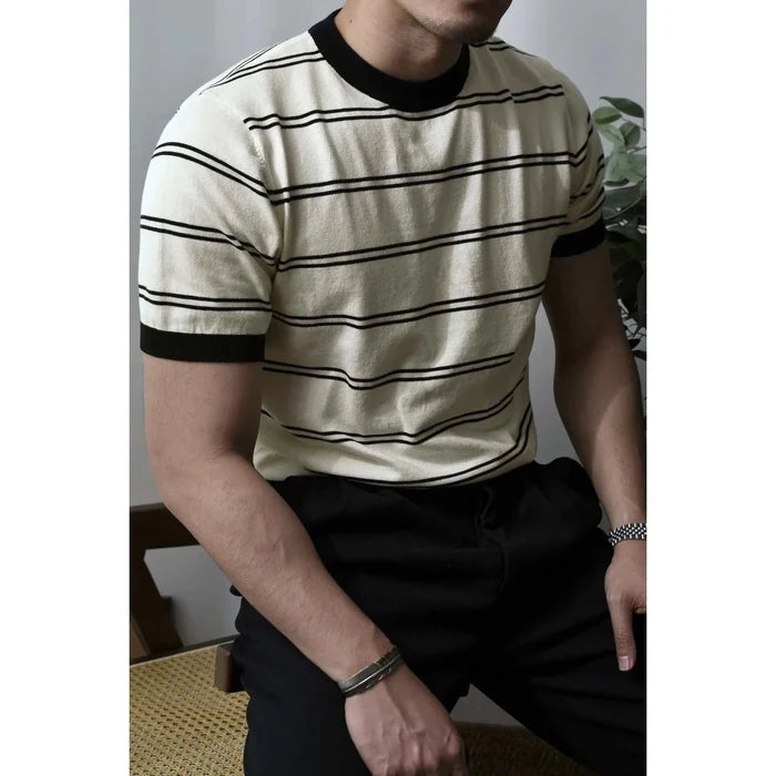 Smart casual striped summer t-shirt - AntoniosClothing - Beige
