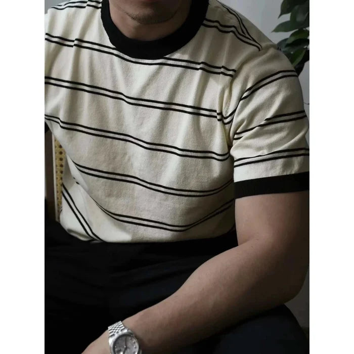 Smart casual striped summer t-shirt - AntoniosClothing - Beige
