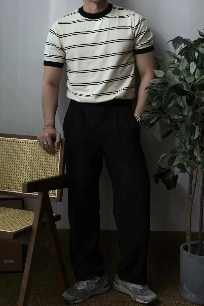 Smart casual striped summer t-shirt - AntoniosClothing - Beige