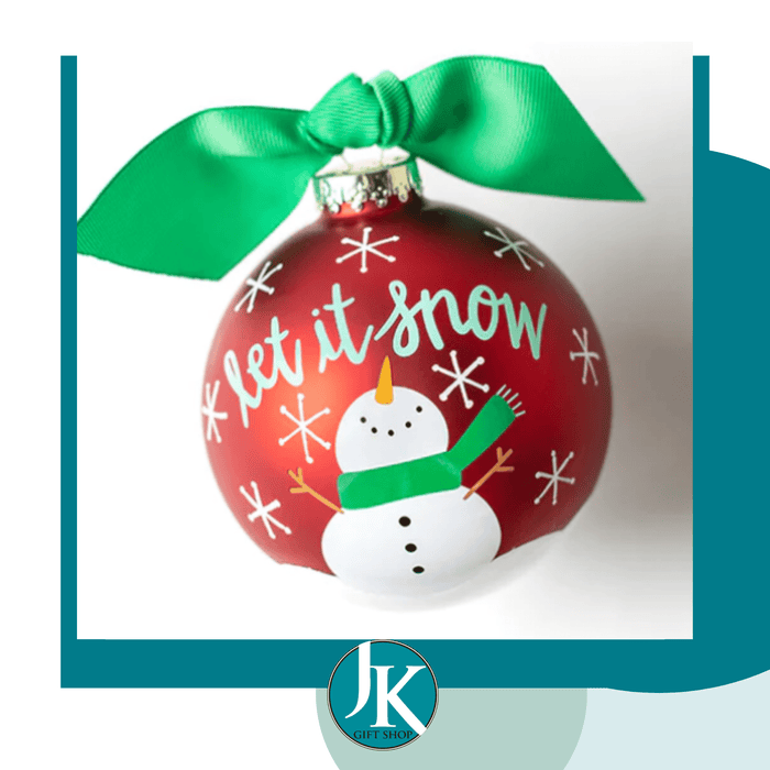 Snowman Let It Snow Glass Ornament