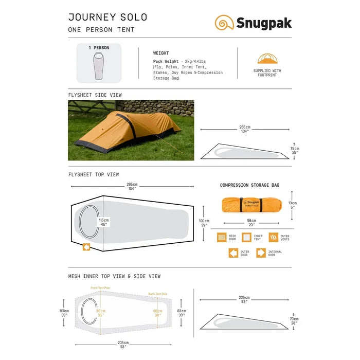 Snugpak Journey Solo 1 Person Bivvi Tent - John Bull Clothing  from  John Bull Clothing