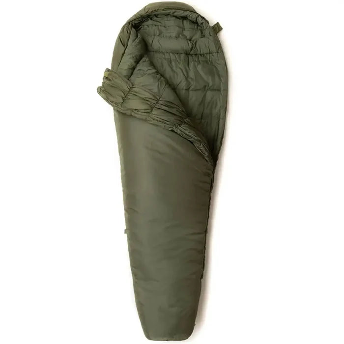 Snugpak Elite 4 Sleeping Bag Olive Green with mummy shape and insulated hood, ideal for cold weather camping and hiking adventures.  from  John Bull Clothing