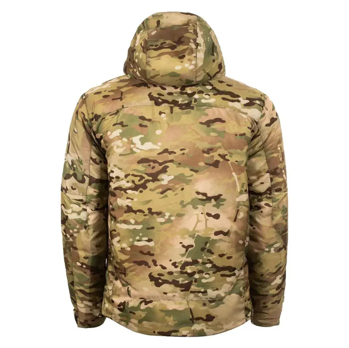 Back view of Snugpak Spearhead Midweight Insulated Jacket WGTE Multicam highlighting full camouflage pattern and insulated construction.  from  John Bull Clothing