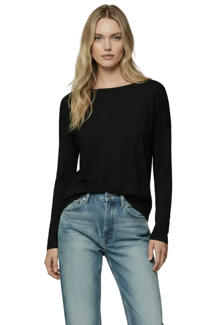 Soft Touch Long Sleeve Crewneck With Back Pleat