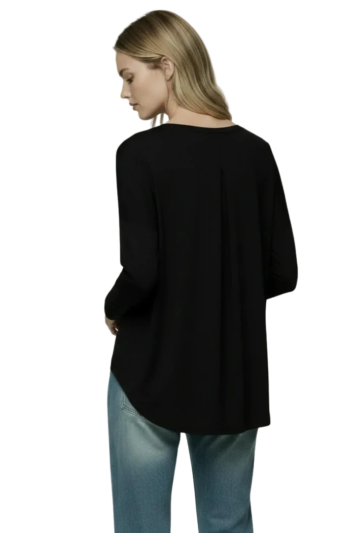 Soft Touch Long Sleeve Crewneck With Back Pleat