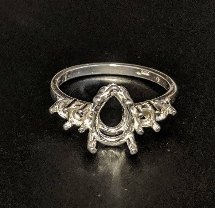 Sold Sterling Silver or 14kt Gold 10x7-16x12 Pear w/ Accents blank Ring shank setting Ring Size 7 163-492/143-492