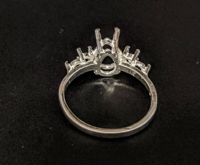 Sold Sterling Silver or 14kt Gold 10x7-16x12 Pear w/ Accents blank Ring shank setting Ring Size 7 163-492/143-492