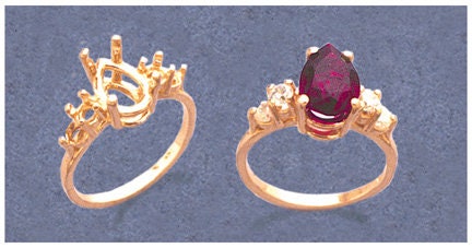 Sold Sterling Silver or 14kt Gold 10x7-16x12 Pear w/ Accents blank Ring shank setting Ring Size 7 163-492/143-492