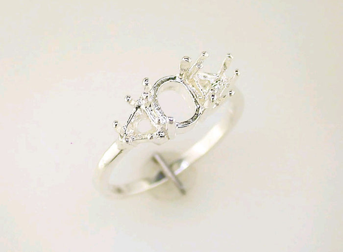 Sold Sterling Silver or 14kt Gold 7x5-9x7 Pear w/ Trillion Accents blank Ring shank setting Ring Size 7 163-470/143-470