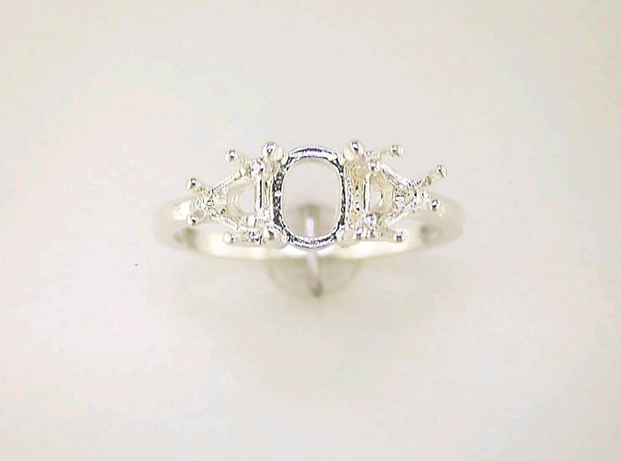 Sold Sterling Silver or 14kt Gold 7x5-9x7 Pear w/ Trillion Accents blank Ring shank setting Ring Size 7 163-470/143-470