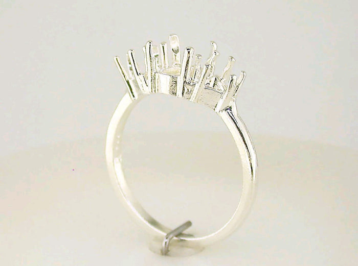 Sold Sterling Silver or 14kt Gold 7x5-9x7 Pear w/ Trillion Accents blank Ring shank setting Ring Size 7 163-470/143-470