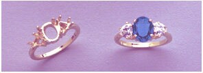 Sold Sterling Silver or 14kt Gold 7x5-9x7 Pear w/ Trillion Accents blank Ring shank setting Ring Size 7 163-470/143-470