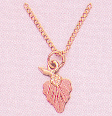 Solid 10kt Three Tone, One Leaf Pendant, Red or Green Leaf, Includes 18" Chain, 641-902/644-902