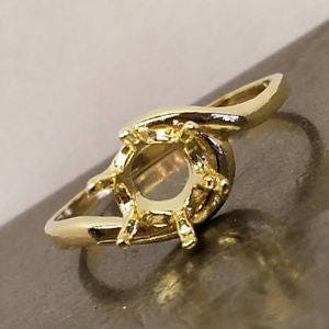 Solid 14kt White or Yellow Gold 4-14mm Round Crescent Pre-Notched Blank Ring Size 5, 6, 7 or 8 shank setting 143-265