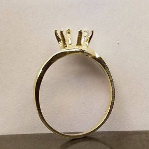 Solid 14kt White or Yellow Gold 4-14mm Round Crescent Pre-Notched Blank Ring Size 5, 6, 7 or 8 shank setting 143-265