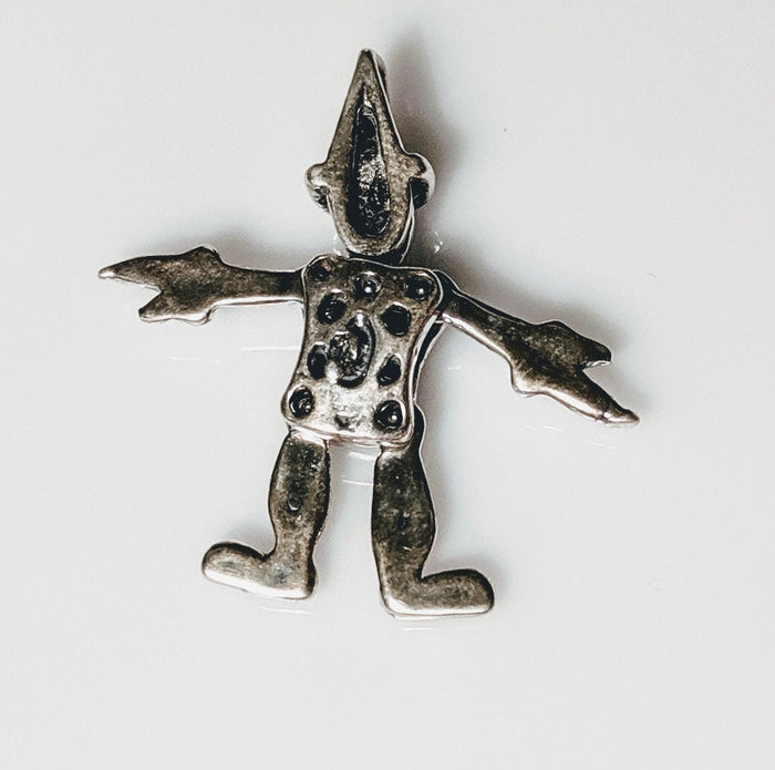 Solid Sterling Silver 3D Hinged Clown Charm, Large, Movable, Dancing, Children's, Charm 268-802