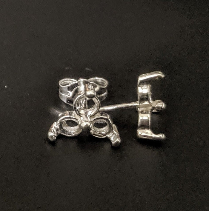 Solid Sterling Silver or 14kt Gold 1 Set (2 pieces) 1.6-5.5mm Rd Tri-Cluster Earrings Setting, USA 162-013/142-013