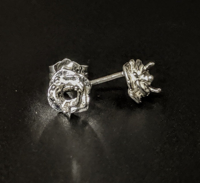 Solid Sterling Silver or 14kt Gold 1 Set (2 pieces) 2-4mm Round Birthstone Rose Accented Earrings, Setting, 162-217/142-217