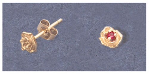 Solid Sterling Silver or 14kt Gold 1 Set (2 pieces) 2-4mm Round Birthstone Rose Accented Earrings, Setting, 162-217/142-217