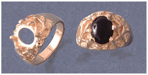 Solid Sterling Silver or 14kt Gold 12x8-20x15 Oval blank Cab (Cabochon) Men's Ring shank setting Size 9-11, 163-035/143-035