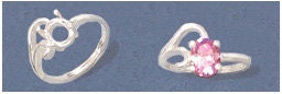Solid Sterling Silver or 14kt Gold 8x6 Oval blank Fancy Ladies Ring setting Size 7, 163-886/143-886