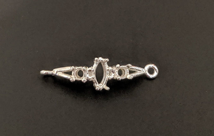 Solid Sterling Silver or 14kt Gold Accented Bracelet Link, 8x4 or 10x5 Marquise Cut, DIY Bracelet, Custom made, DIY Jewelry, 167-841/147-841