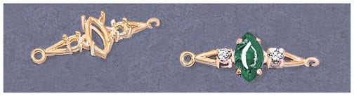 Solid Sterling Silver or 14kt Gold Accented Bracelet Link, 8x4 or 10x5 Marquise Cut, DIY Bracelet, Custom made, DIY Jewelry, 167-841/147-841