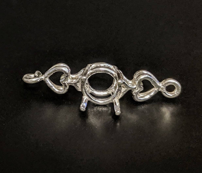 Solid Sterling Silver or 14kt Gold Heart Bracelet Link for 6-8mm Round Stones, DIY Bracelet, Custom made, DIY Jewelry, 167-812/147-812