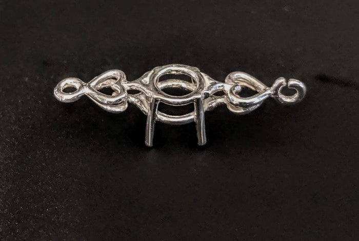 Solid Sterling Silver or 14kt Gold Heart Bracelet Link for 6-8mm Round Stones, DIY Bracelet, Custom made, DIY Jewelry, 167-812/147-812