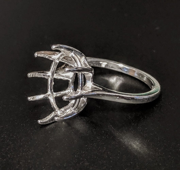 Solid Sterling Silver or 14kt White or Yellow Gold 10x8-20X15 Oval blank Deep Cut Ring shank setting Size 7, 163-601/143-601