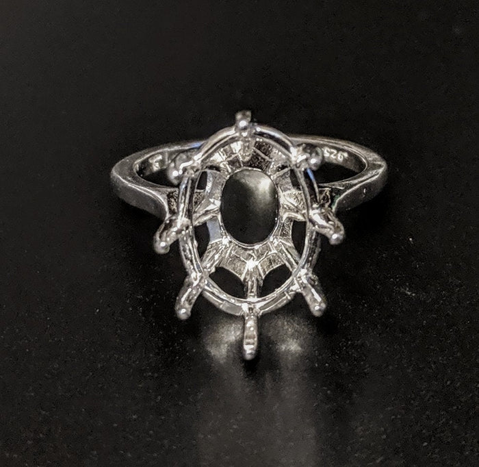 Solid Sterling Silver or 14kt White or Yellow Gold 10x8-20X15 Oval blank Deep Cut Ring shank setting Size 7, 163-601/143-601