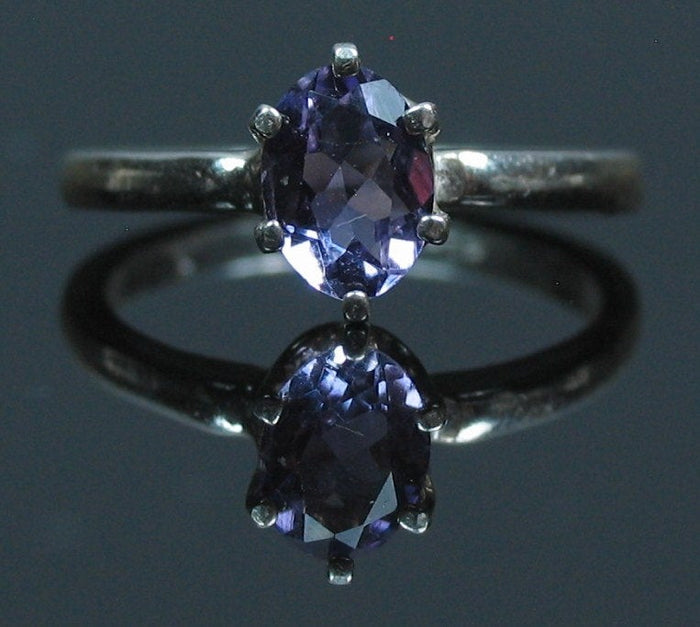 Solid Sterling Silver or Solid 14kt White or Yellow Gold 1ct Natural Amethyst 7x5 Oval Ring Size 7 Solitare VVS Eye Clean