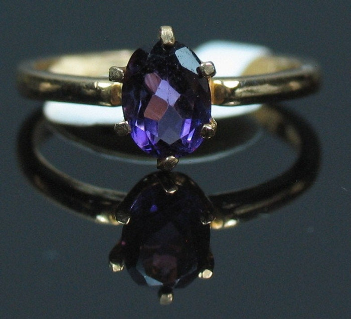 Solid Sterling Silver or Solid 14kt White or Yellow Gold 1ct Natural Amethyst 7x5 Oval Ring Size 7 Solitare VVS Eye Clean