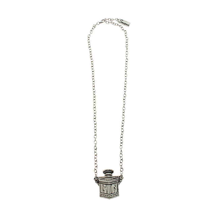 Sourpuss Gin Decanter Necklace | Retro Barware Inspired Jewelry for Cocktail Lovers