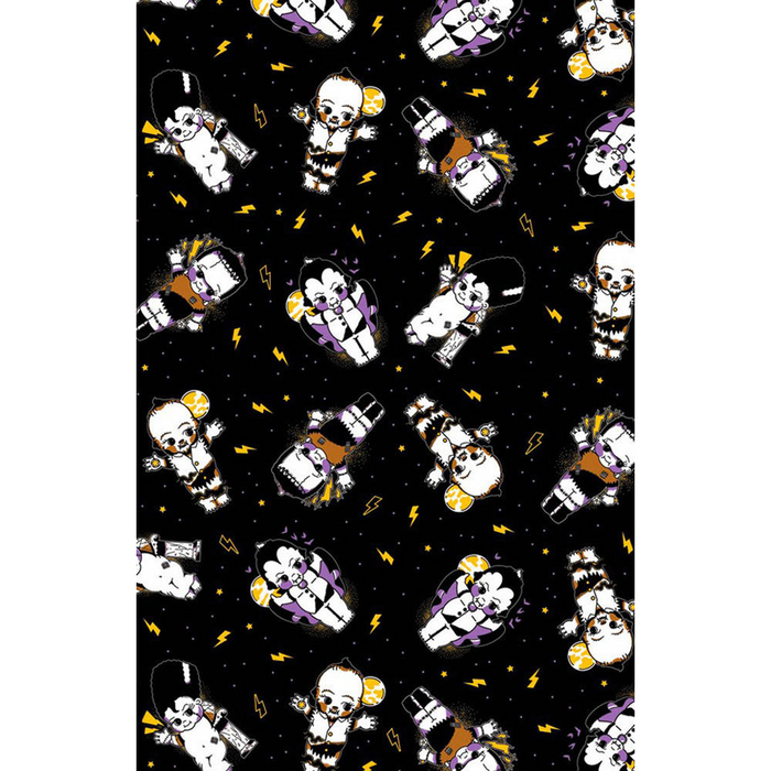 Sourpuss Kewpie Monsters Shower Curtain | Frankenstein Dracula Werewolf Polyester Bathroom Decor