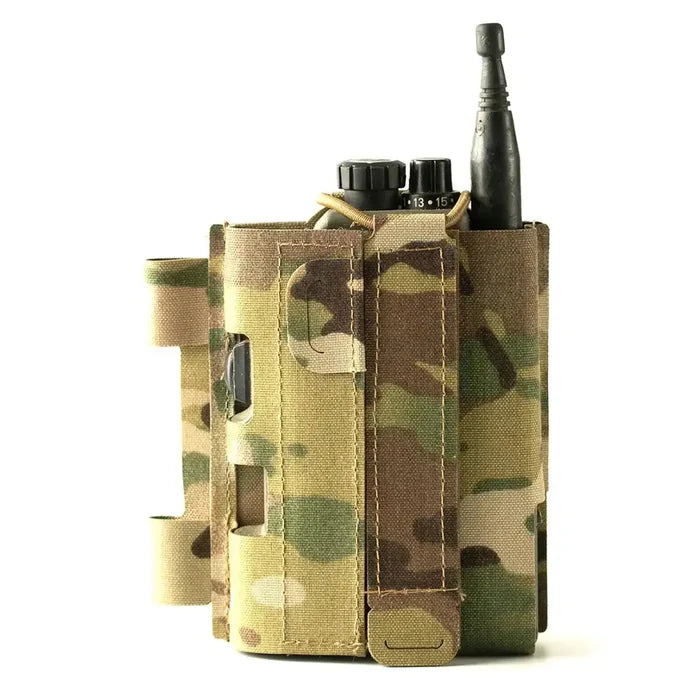 Spectre PinFit PRR Webbing Pouch MTP securely holds a PRR radio in a compact, multicam Cordura design for tactical loadouts.  from  John Bull Clothing