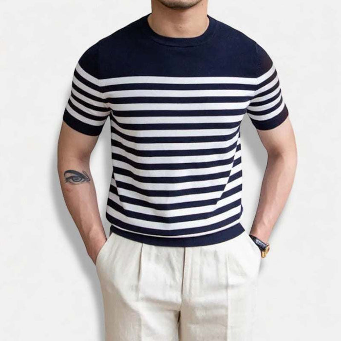 Spring knitted round neck t-shirt - AntoniosClothing - Orange