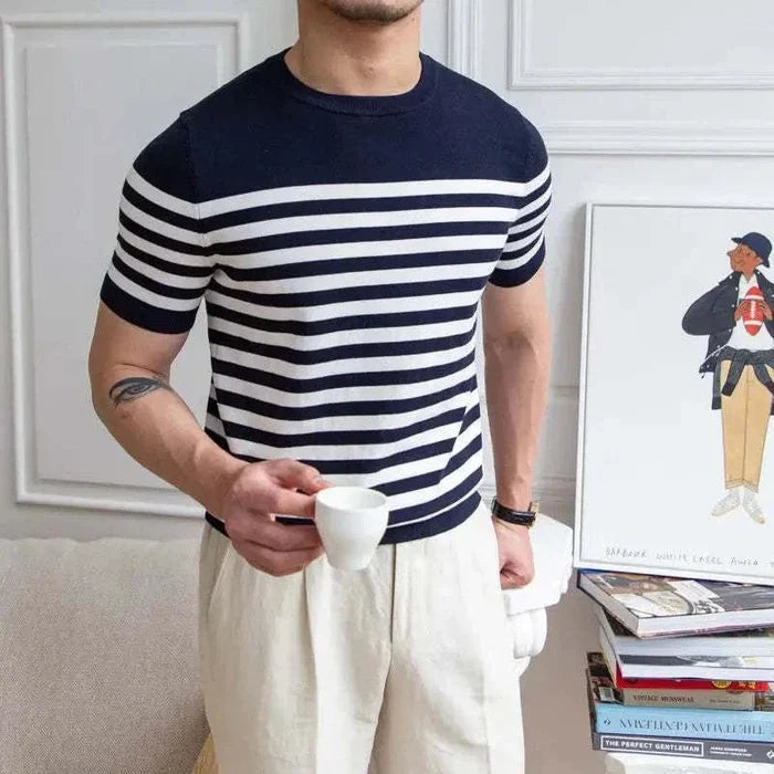 Spring knitted round neck t-shirt - AntoniosClothing - Orange