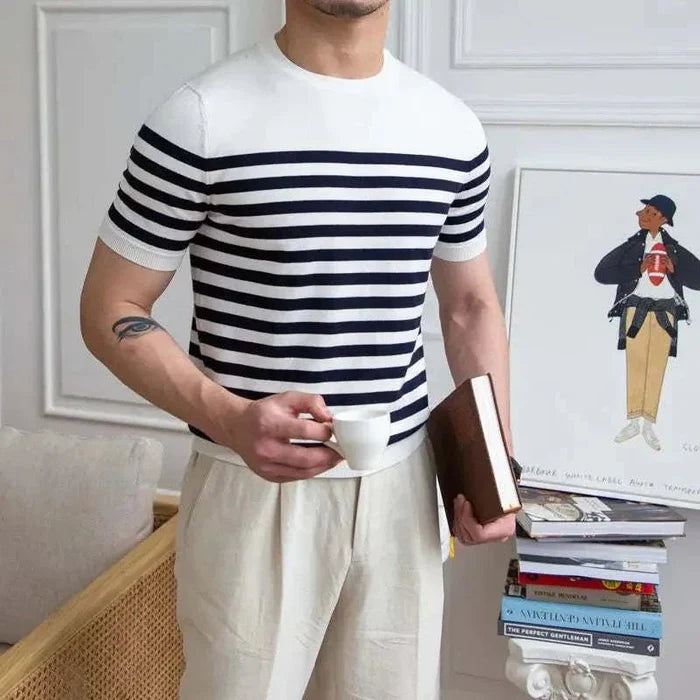 Spring knitted round neck t-shirt - AntoniosClothing - Orange