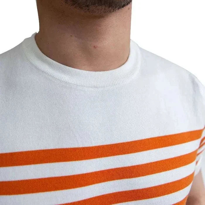 Spring knitted round neck t-shirt - AntoniosClothing - Orange