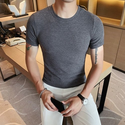 Spring Slim Fit T-Shirt - AntoniosClothing - gray