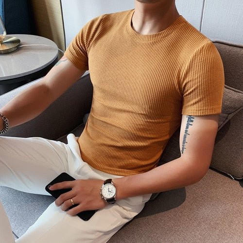 Spring Slim Fit T-Shirt - AntoniosClothing - Camel