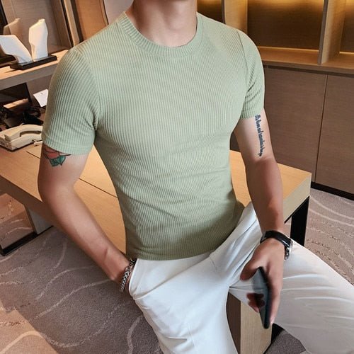 Spring Slim Fit T-Shirt - AntoniosClothing - Light Grey