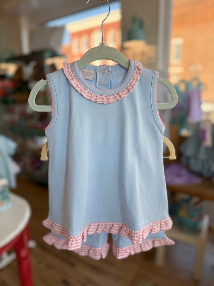 Squiggles - Short + Tank Set - Blue/Pink Stripe