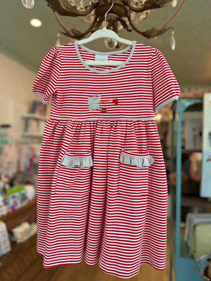 Squiggles - S/S Dress with Pockets - Red Baby Elephant