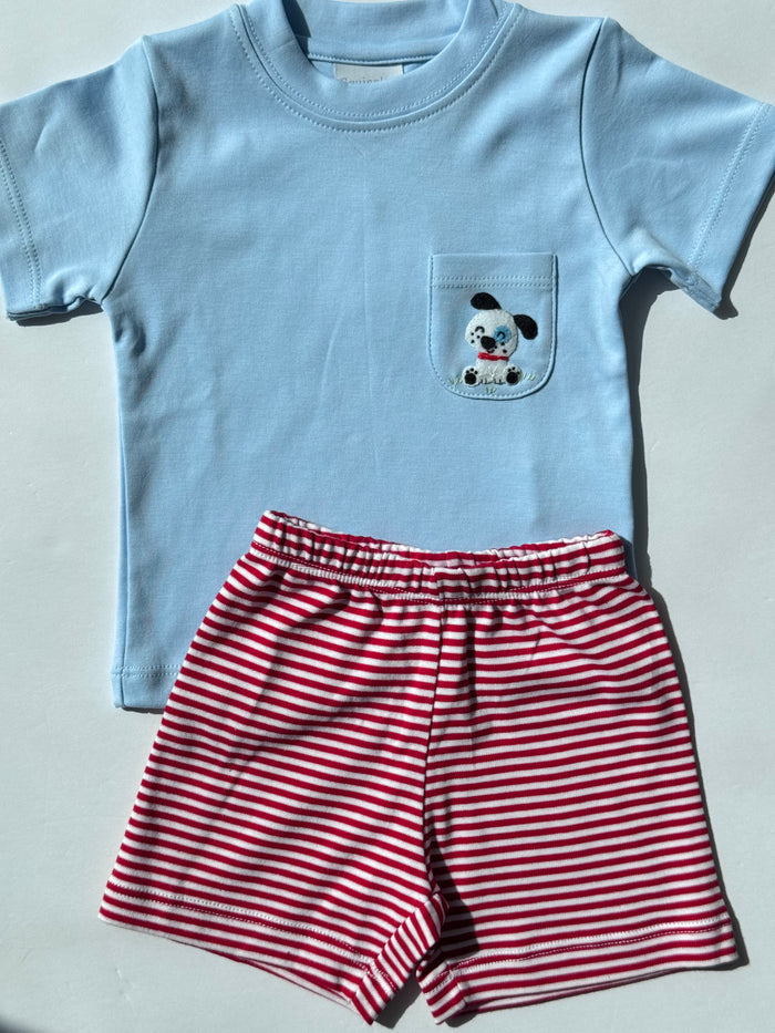 Squiggles - Tee + Short Set - Petey the Dog Pocket