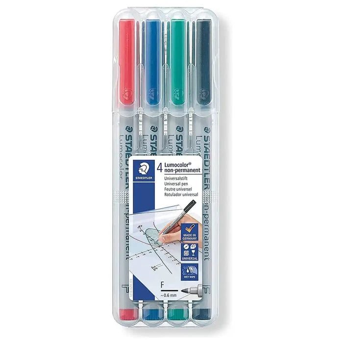 Staedtler Lumocolour Fine Non-Permanent Assorted Pens - Pack of 4 - John Bull Clothing  from  John Bull Clothing