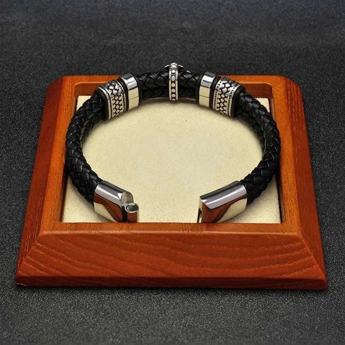 Stainless steel cross magnet bracelet - AntoniosClothing - Black