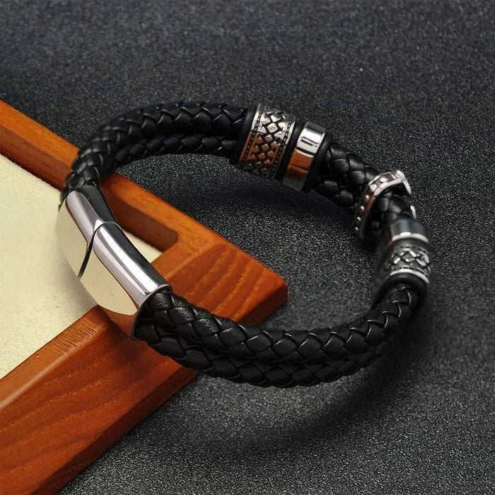 Stainless steel cross magnet bracelet - AntoniosClothing - Black